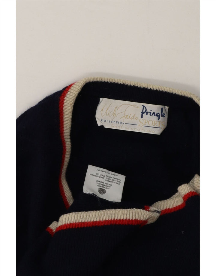 Pringle Pull col V pour homme en laine vierge bleu marine Taille L