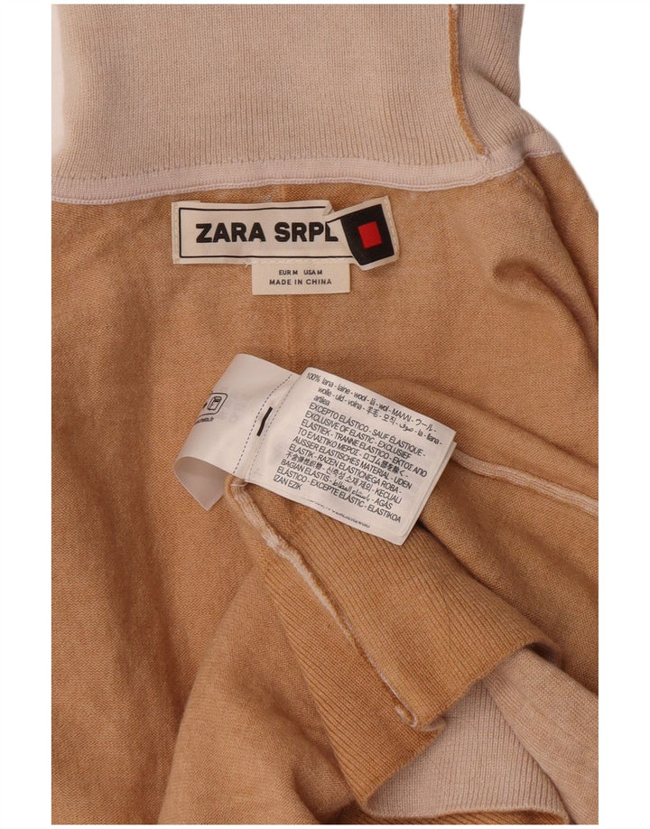 Zara Femme Pull Col Roulé Pull UK 12 Laine Beige Moyen
