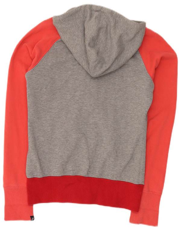 NIKE Pull à capuche zippé pour femme UK 10 Petit coton color block gris