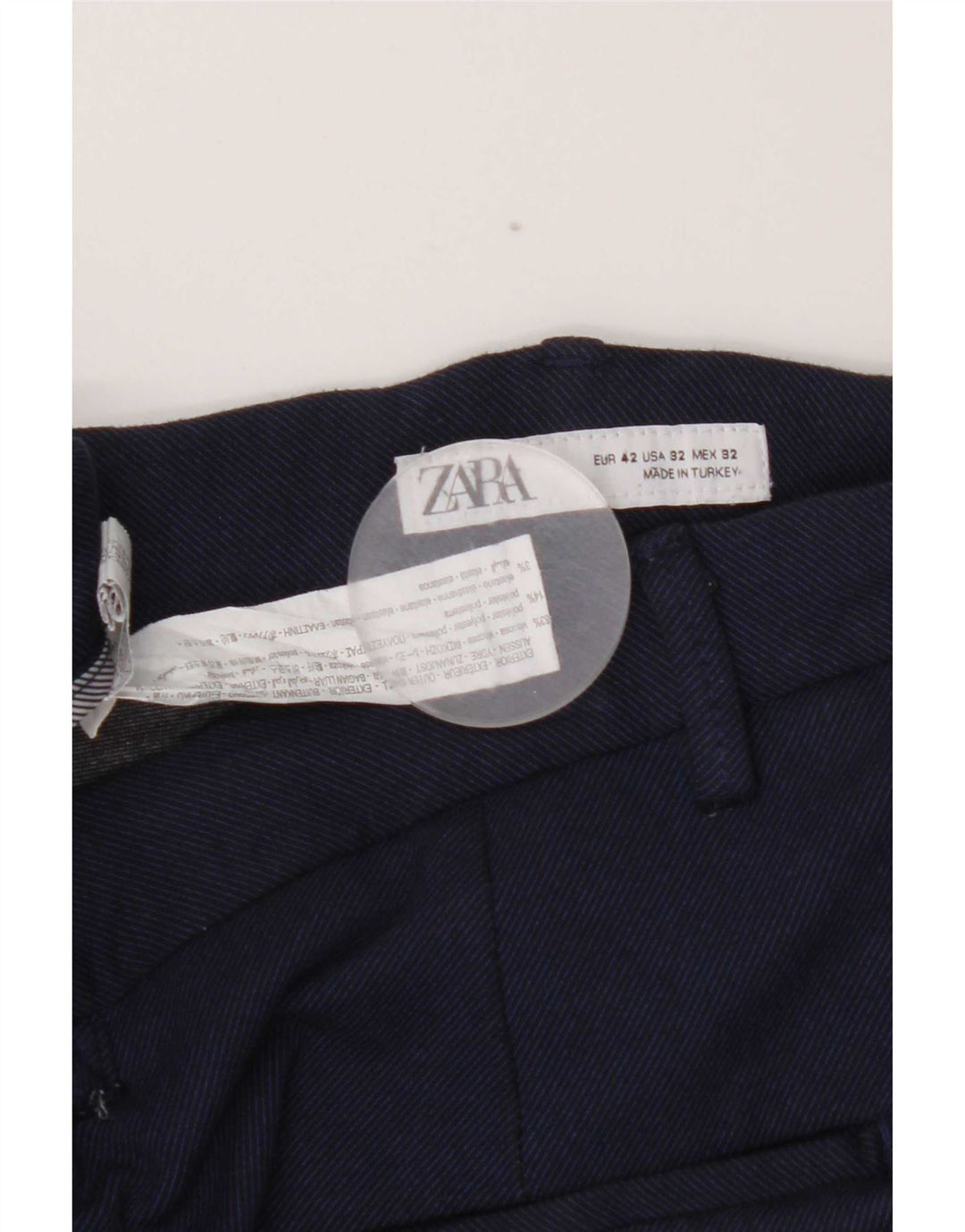 Zara Short Chino Homme EU 42 Large W32 Bleu Marine Viscose