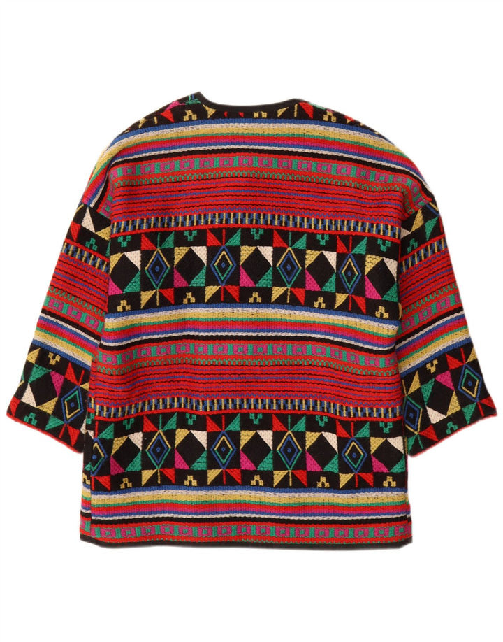 vintage Femme Surdimensionné Duffle Jacket IT 44 Moyen Multicolore Géométrique