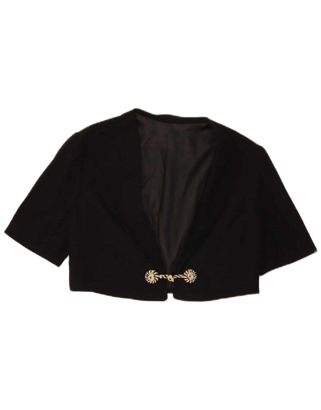 vintage Femme Manches Courtes Boléro Veste UK 14 Moyen Noir