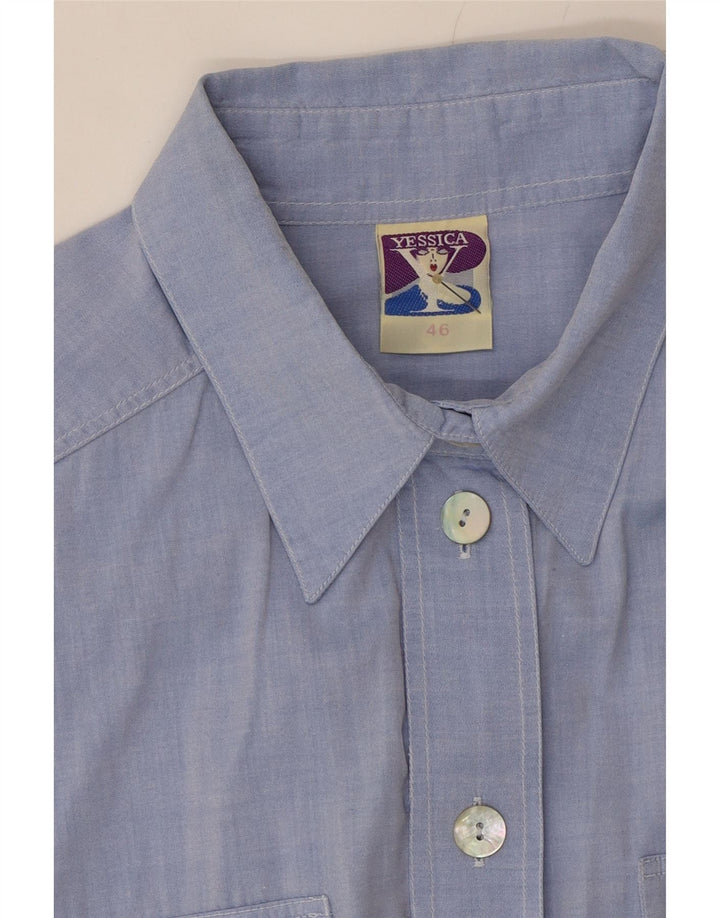 YESSICA Womens Short Sleeve Shirt IT 46 Large Blue Cotton Vintage Yessica and Second-Hand Yessica from Messina Hembry 