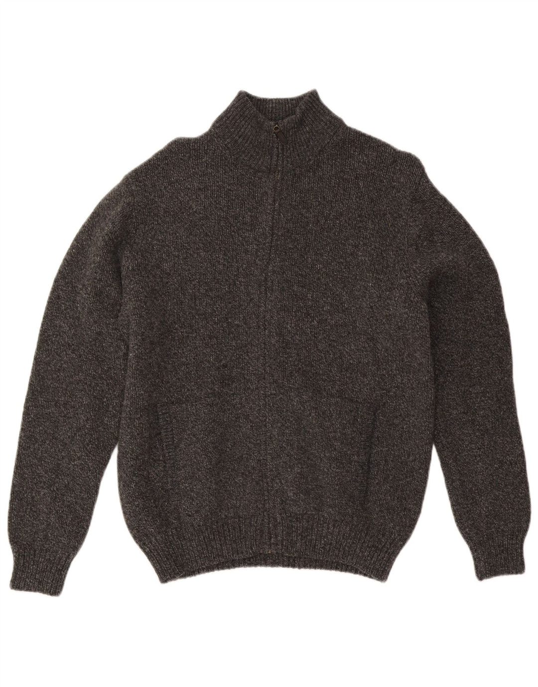 L.L.Bean Pull Cardigan Homme Gris Moyen Moucheté Laine d'Agneau