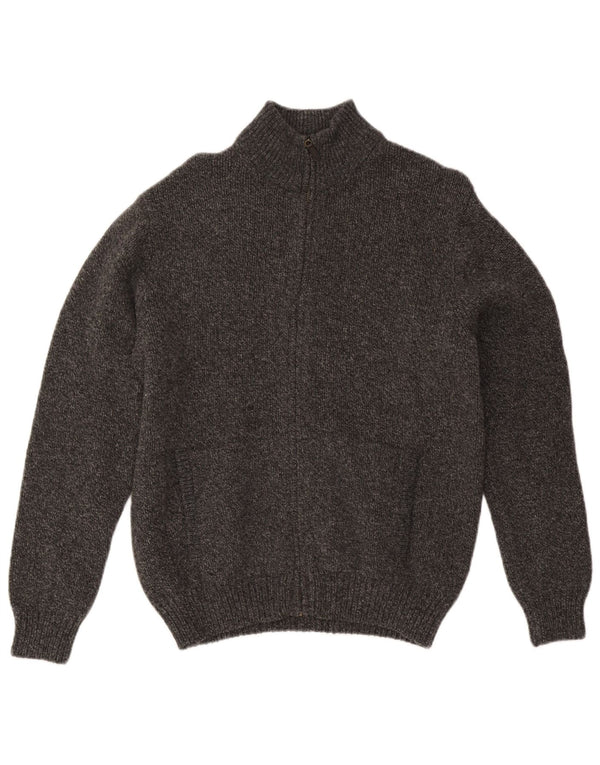 L.L.Bean Pull Cardigan Homme Gris Moyen Moucheté Laine d'Agneau