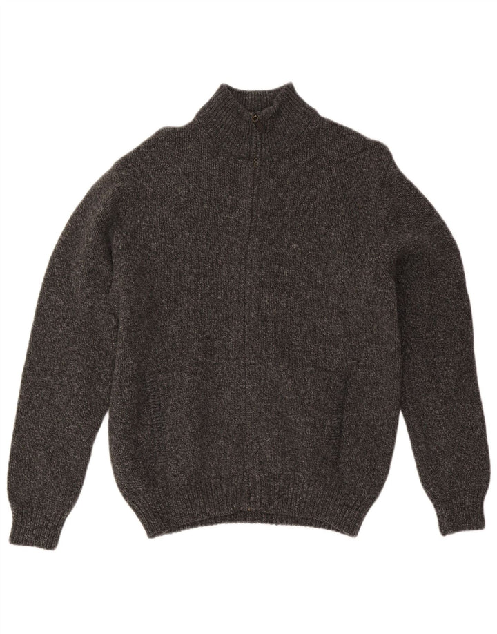 L.L.Bean Pull Cardigan Homme Gris Moyen Moucheté Laine d'Agneau