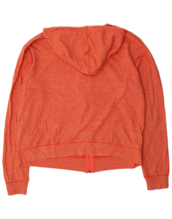 Nike Pull à capuche zippé pour femme UK 14 Coton moucheté orange moyen