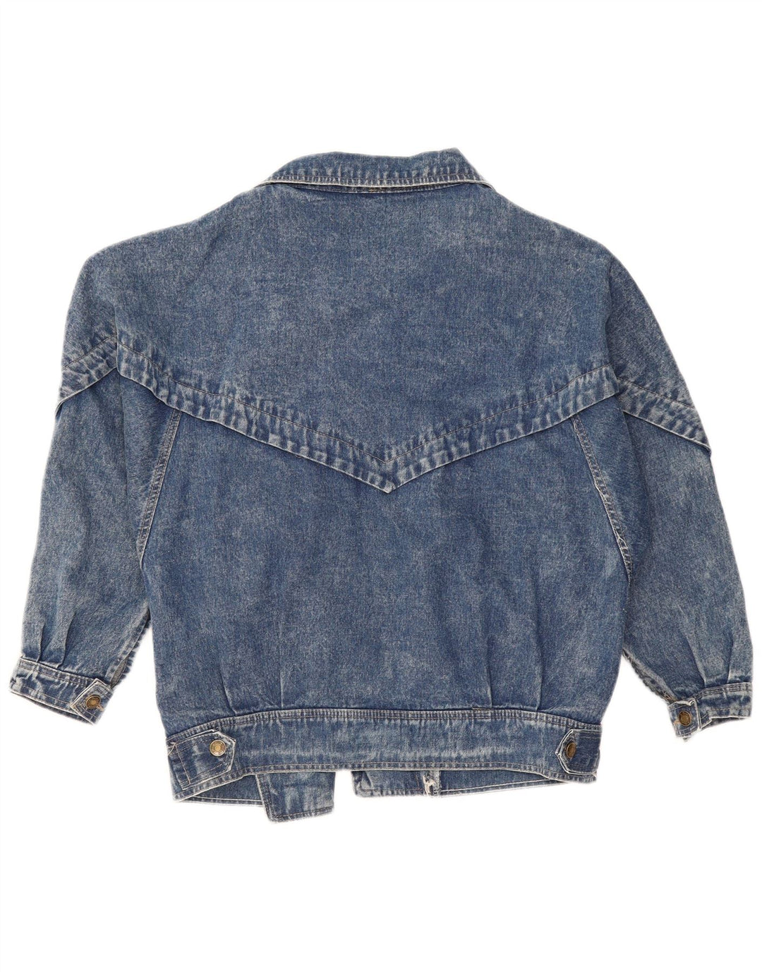 VINTAGE Veste en denim surdimensionnée femme UK 10 Petit coton bleu