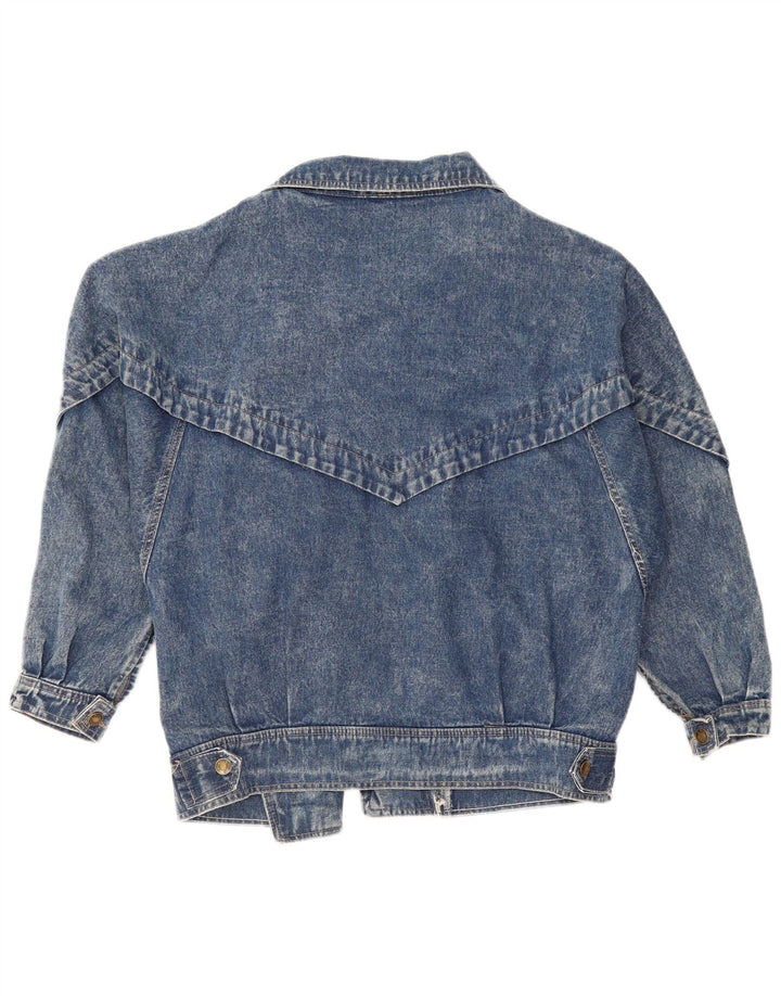 VINTAGE Veste en denim surdimensionnée femme UK 10 Petit coton bleu