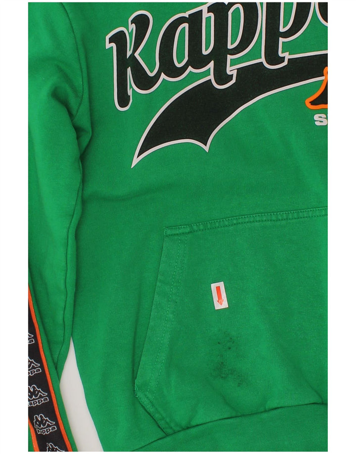 KAPPA Pull à capuche graphique pour garçon 9-10 ans en coton color block vert