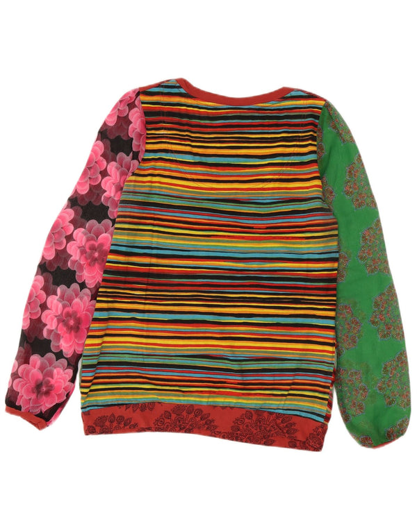 Desigual Haut graphique à manches longues pour femme UK 46 Large Floral multicolore