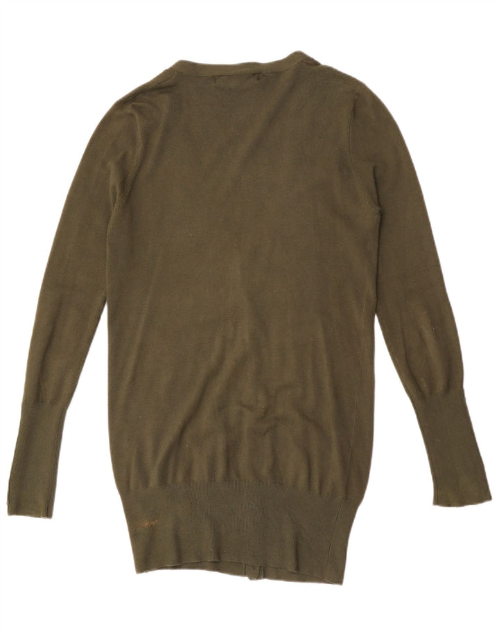 Zara Cardigan long pour femme UK 12 Rayonne kaki moyen
