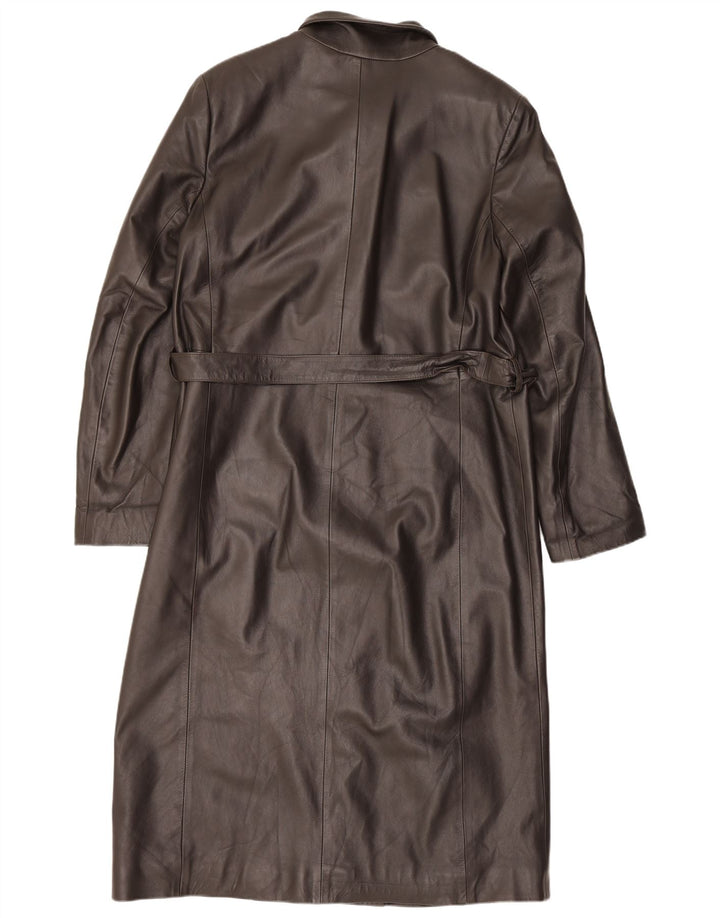 manteau en cuir femme vintage IT 46 Grand Marron