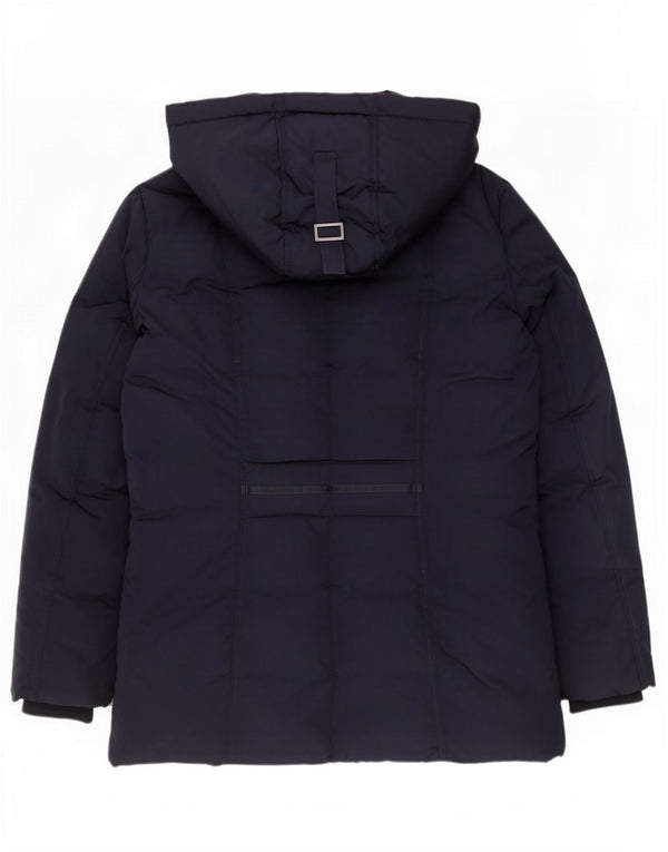Monsoon Veste matelassée à capuche pour femme UK 14 Bleu marine moyen Polyester