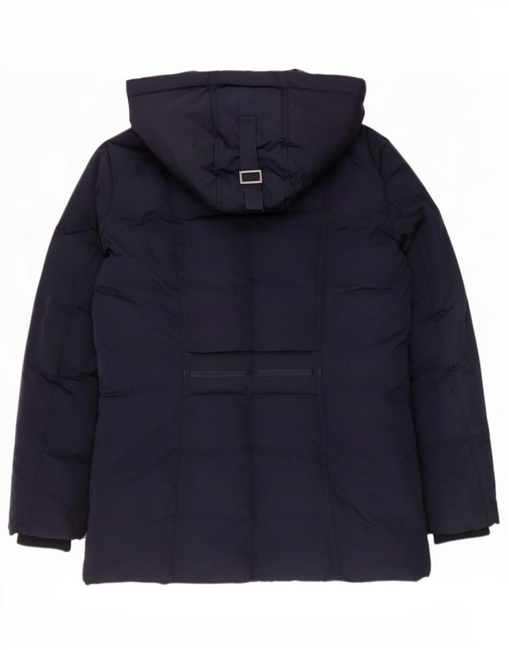 Monsoon Veste matelassée à capuche pour femme UK 14 Bleu marine moyen Polyester