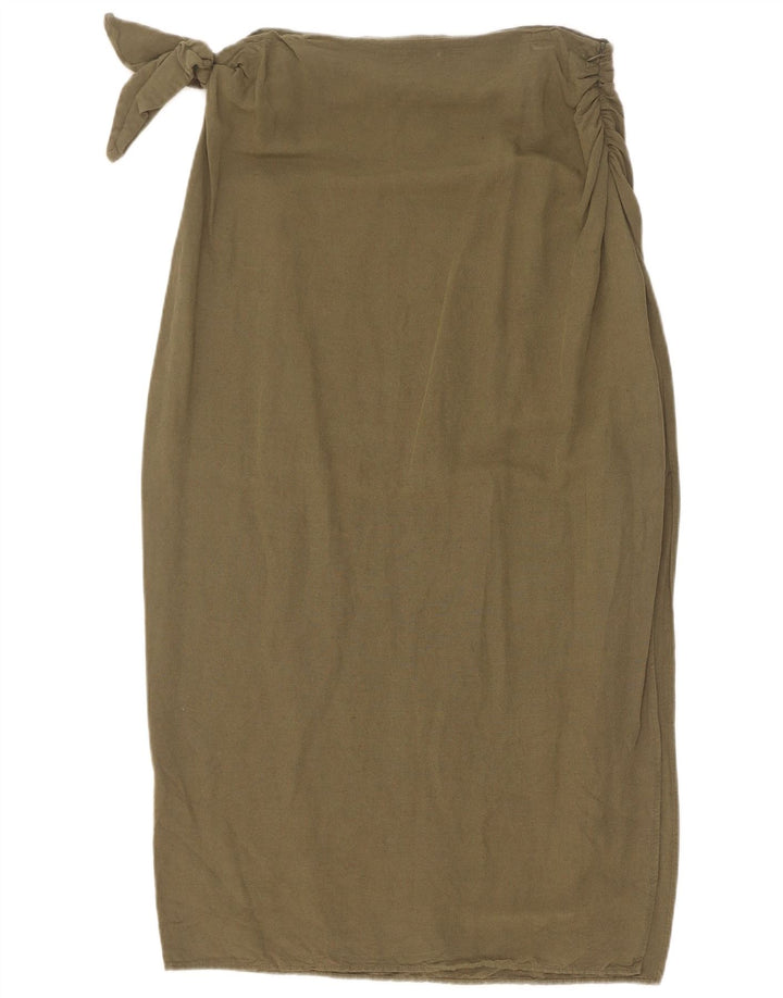 Zara Femme Jupe Midi Moyenne W28 Kaki