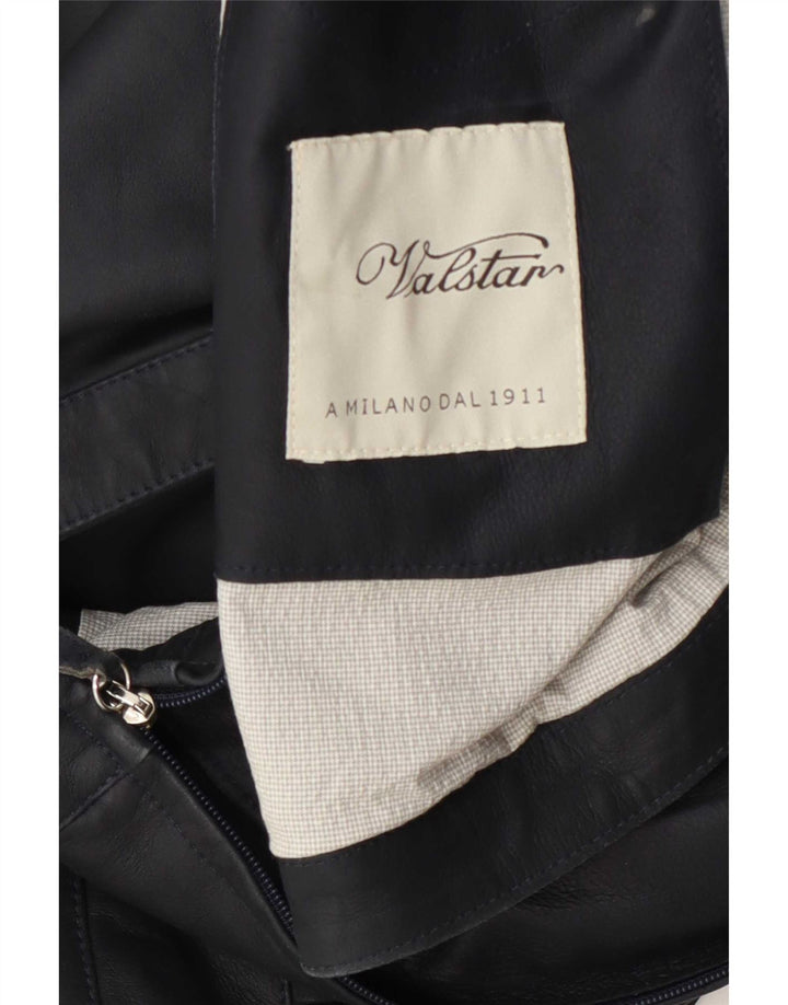 Valstar Blouson Bomber En Cuir Homme IT 52 XL Bleu Marine