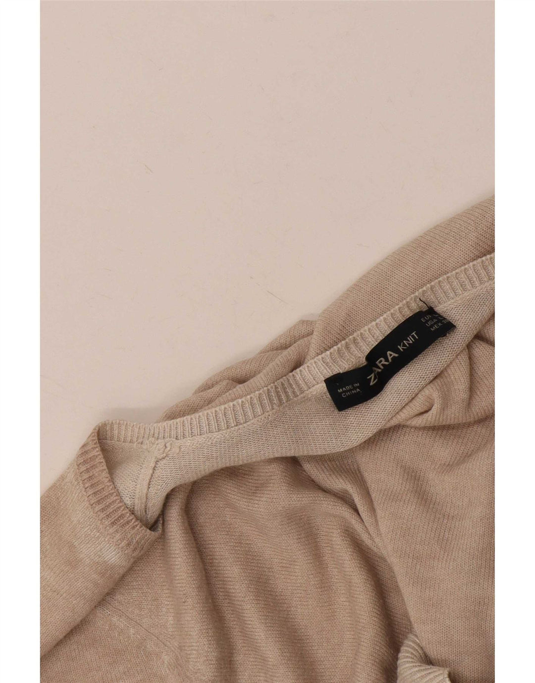 Zara Womens Blouse Top UK 16 Large Beige Moucheté
