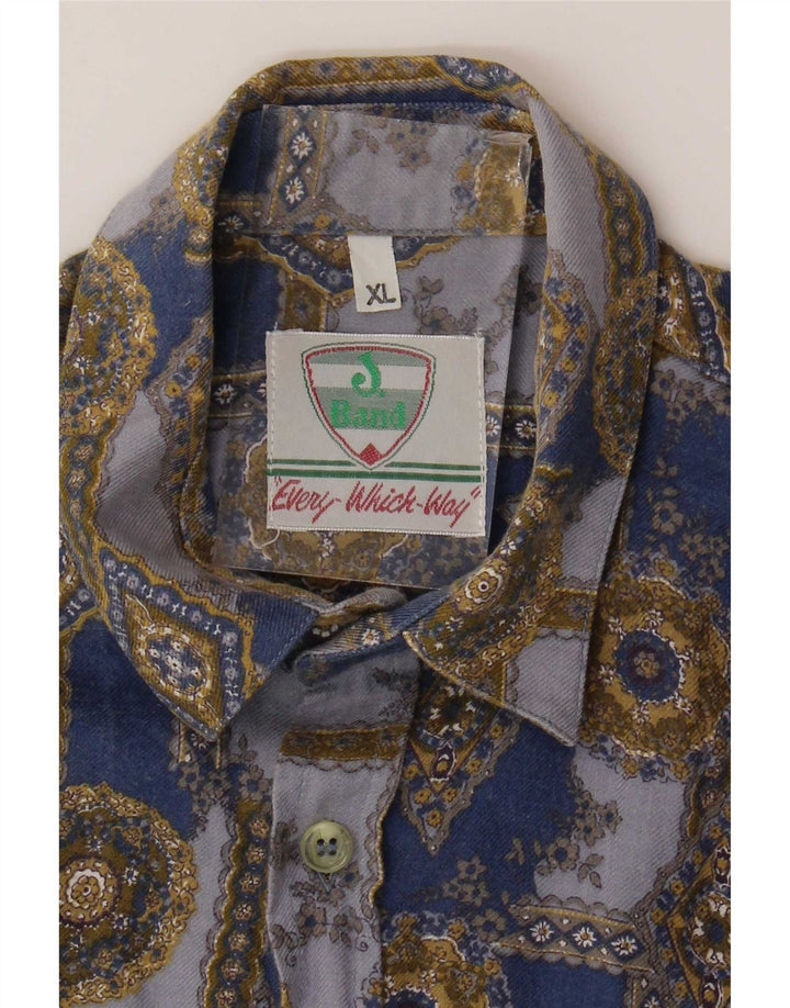 Chemise Garçon Vintage 12-13 Ans XL Bleu Géométrique