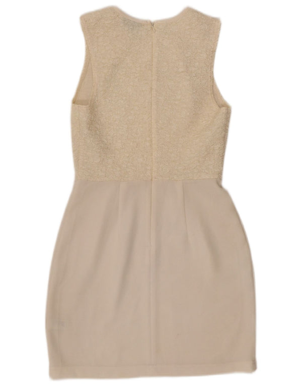 Topshop Robe fourreau sans manches pour femme UK 8 Petit Polyester Blanc cassé