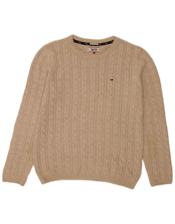 Tommy Hilfiger Pull à col rond pour homme Large Beige Classique