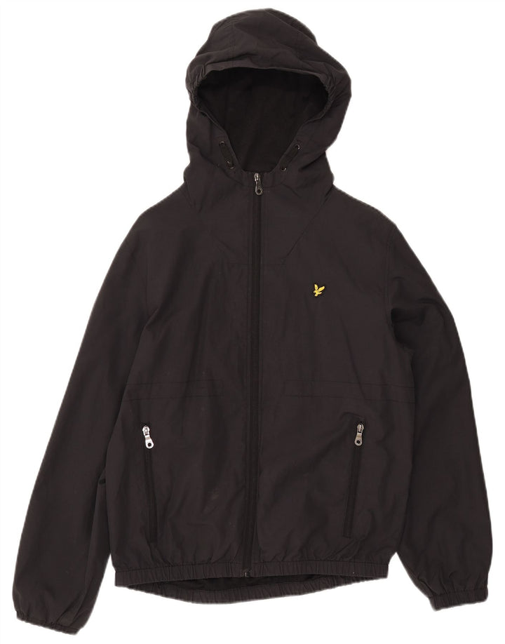 LYLE & SCOTT Bomber à capuche garçon 14-15 ans coton noir