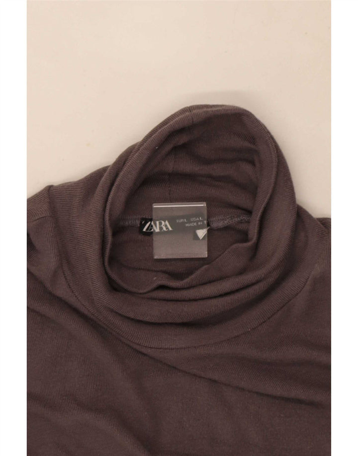 Zara Womens Crop Top Manches Longues UK 14 Large Gris