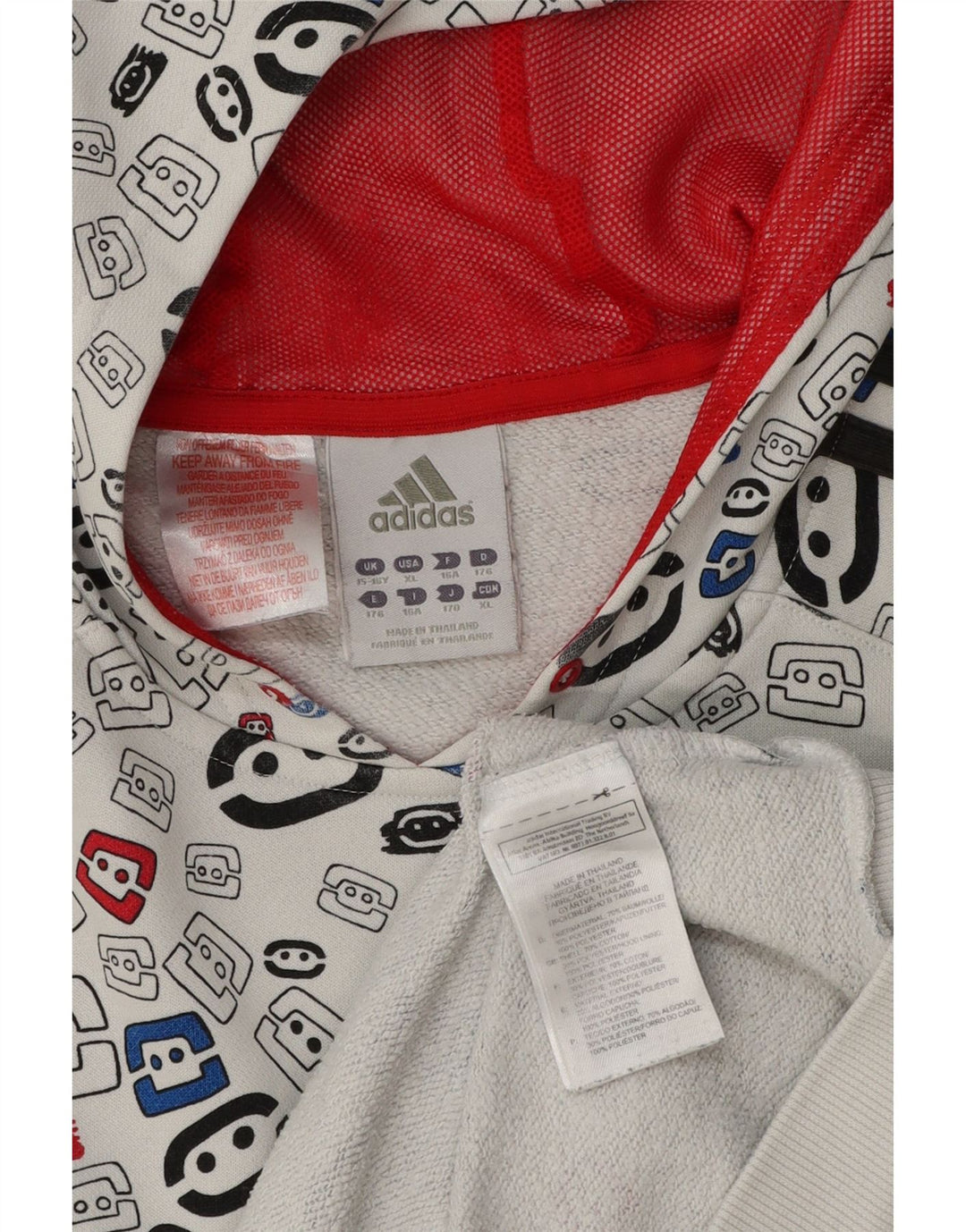 Adidas Pull à capuche à motif abstrait pour garçon 15-16 ans Blanc Géométrique