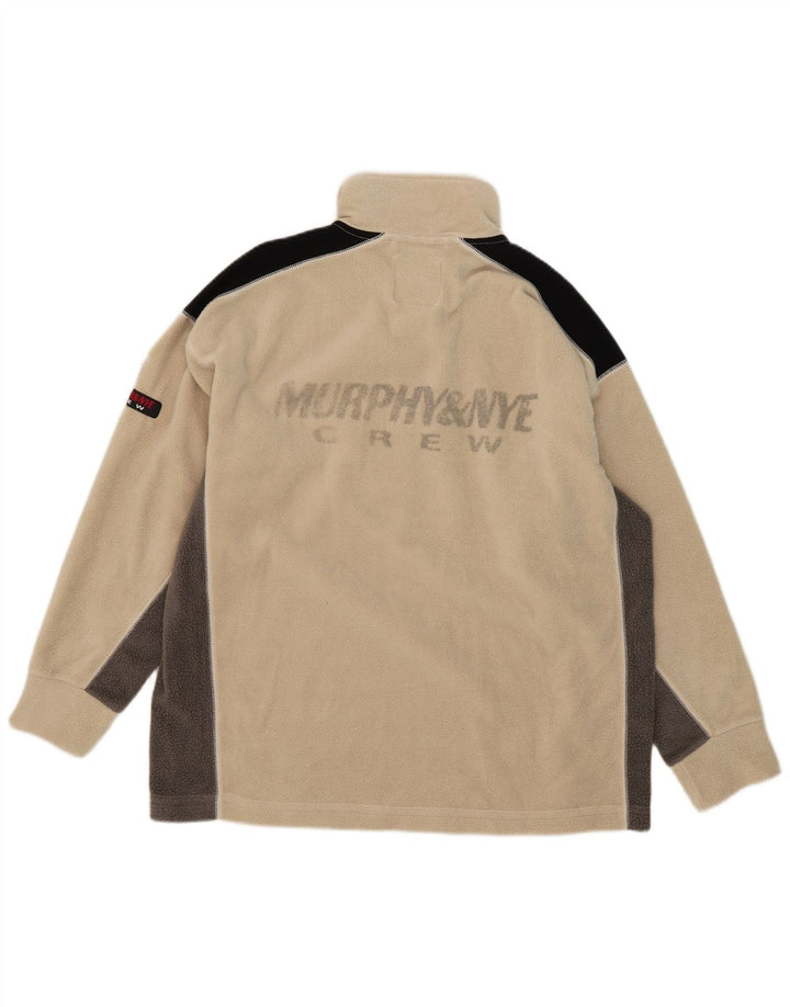 Murphy & Nye Pull polaire à col zippé pour homme Large Beige Colorblock Polyester