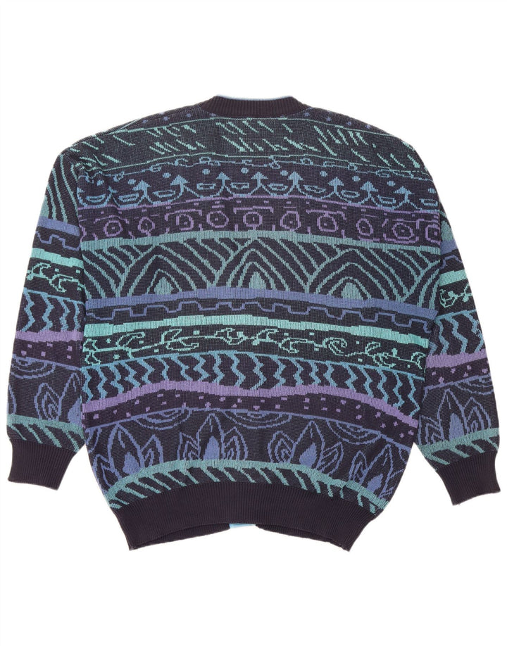 JAC Cardigan Homme Pull IT 52 Grand Bleu Marine Géométrique Coton