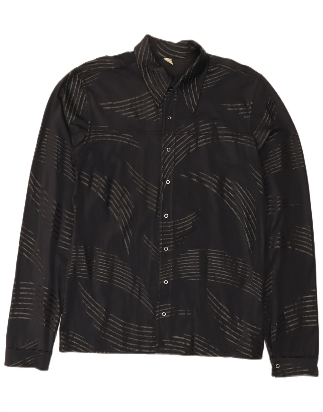 Chemise à motif abstrait vintage pour homme petit noir en polyamide
