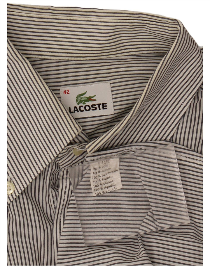 LACOSTE Mens Shirt SIze 42 Large Black Striped Cotton