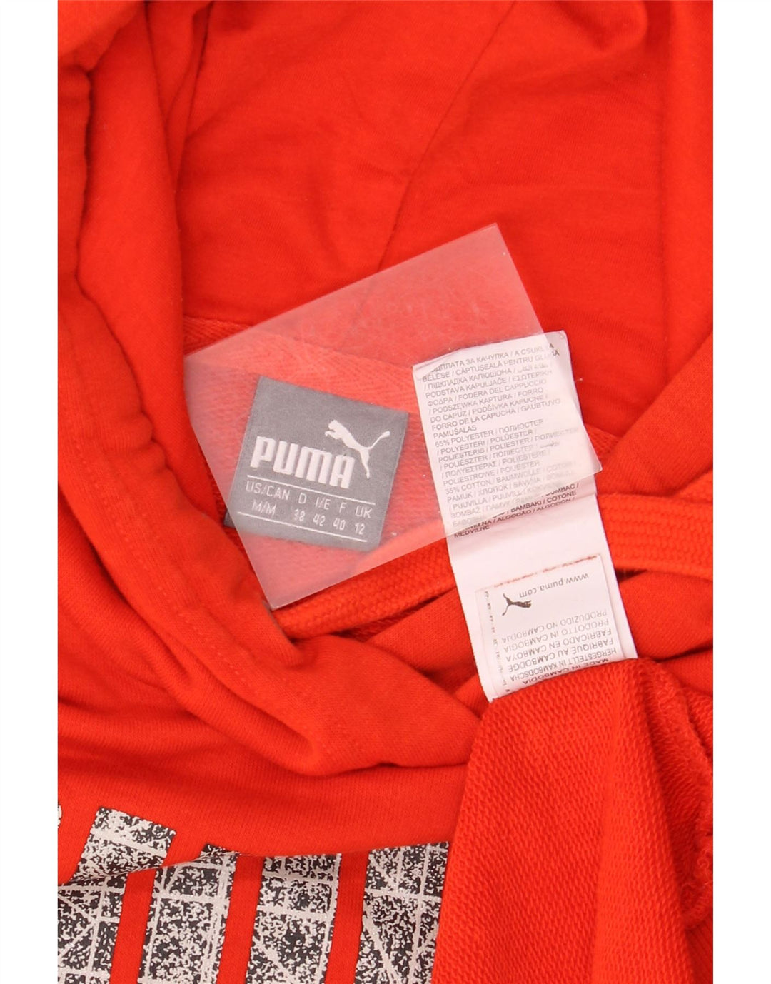 Puma Pull à capuche graphique pour femme UK 12 Rouge moyen Polyester