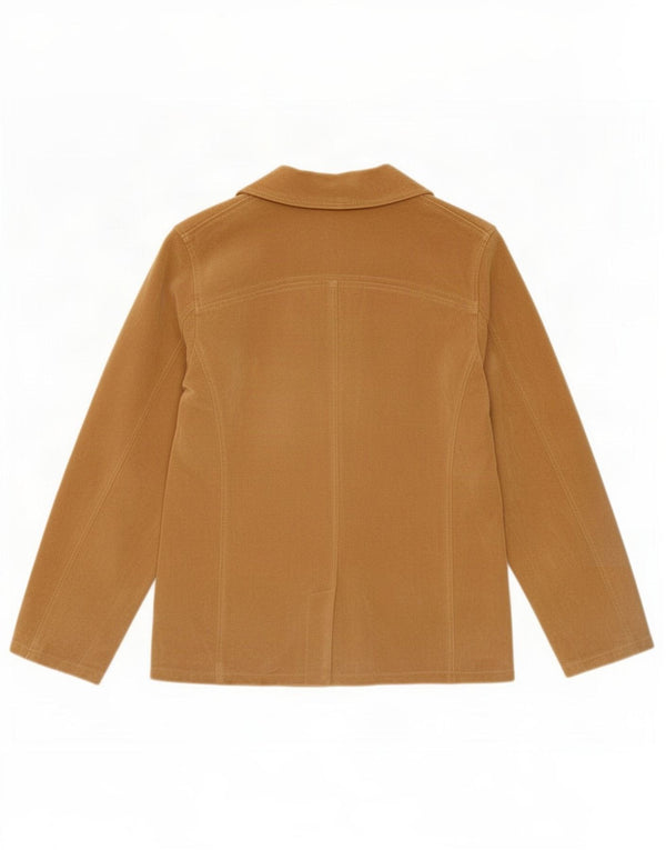 vintage Femme 3 Boutons Blazer En Daim Veste IT 46 Grand Cuir Beige