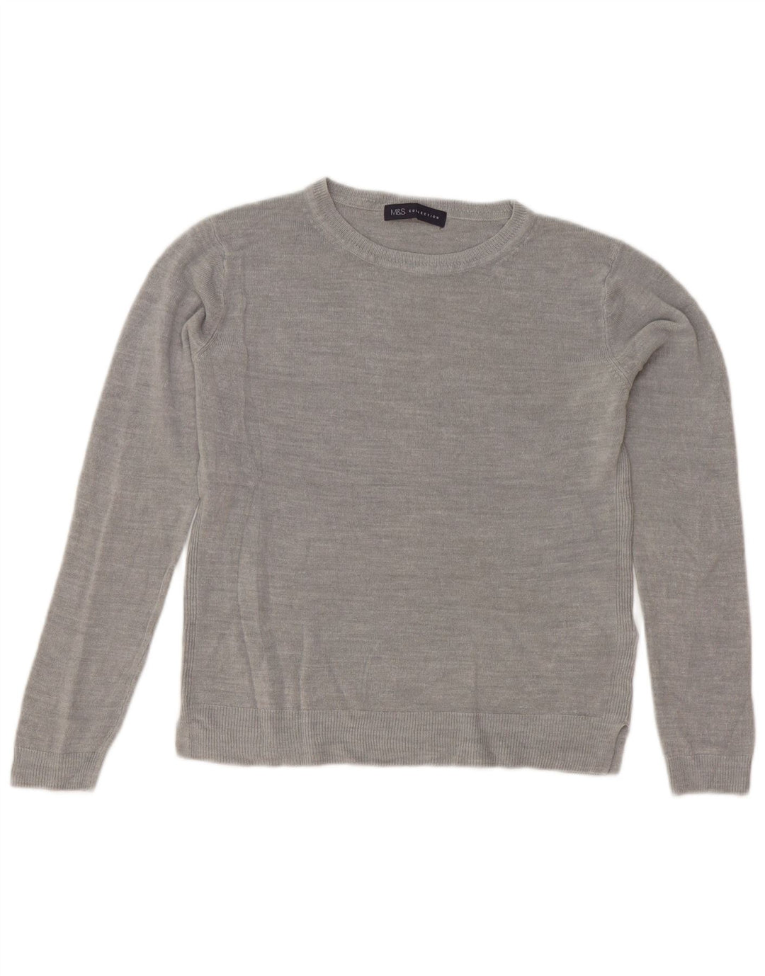 Marks & Spencer Pull court à col rond pour femme UK 10 Petit Gris