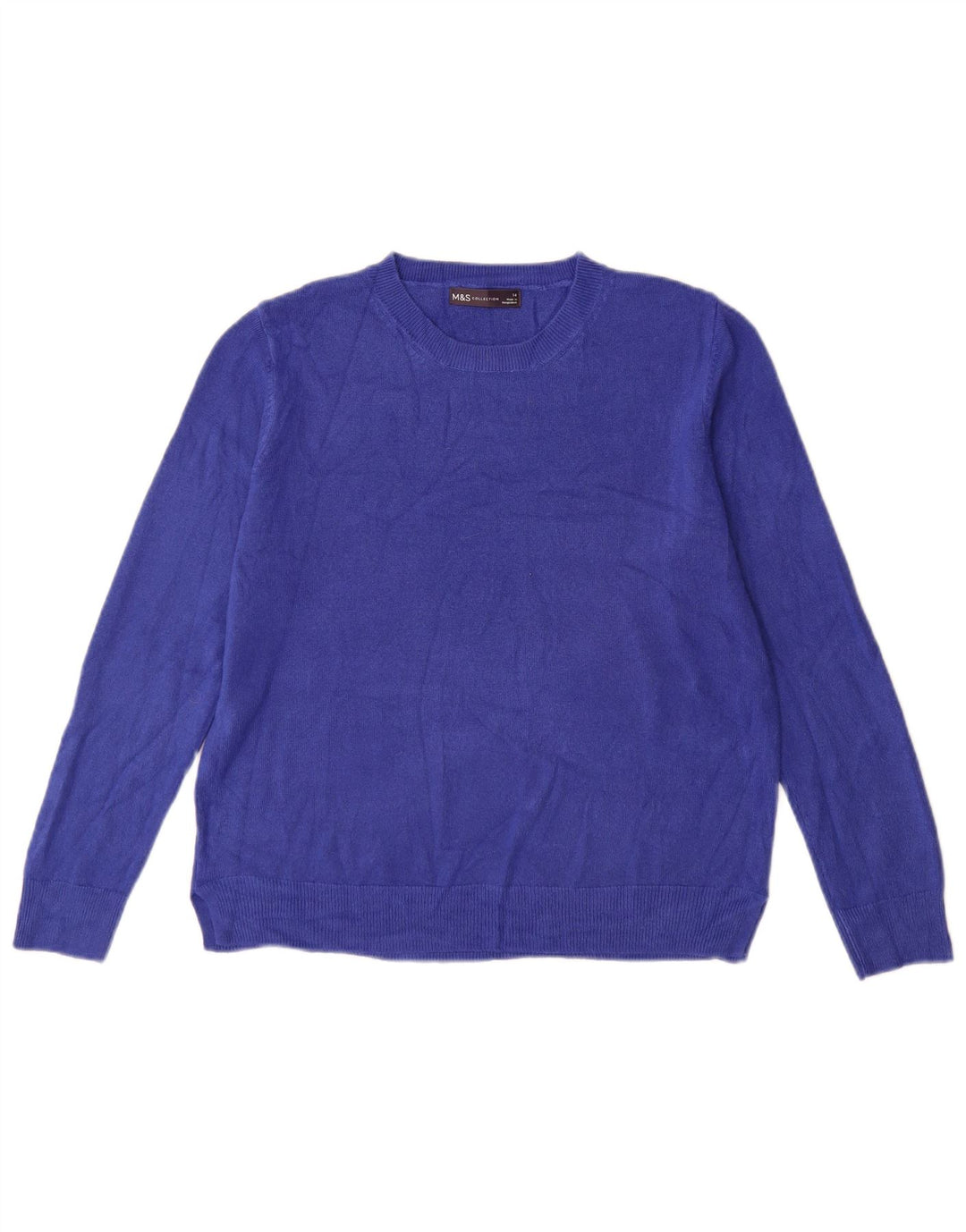Marks & Spencer Pull à col rond pour femme UK 14 Bleu moyen