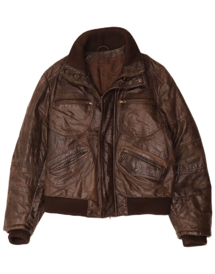veste en cuir bomber homme vintage IT 54 2XL Cuir marron