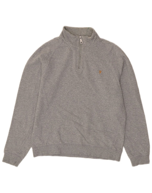 Farah Sweat-shirt à col zippé pour femme UK 16 Large Gris Coton