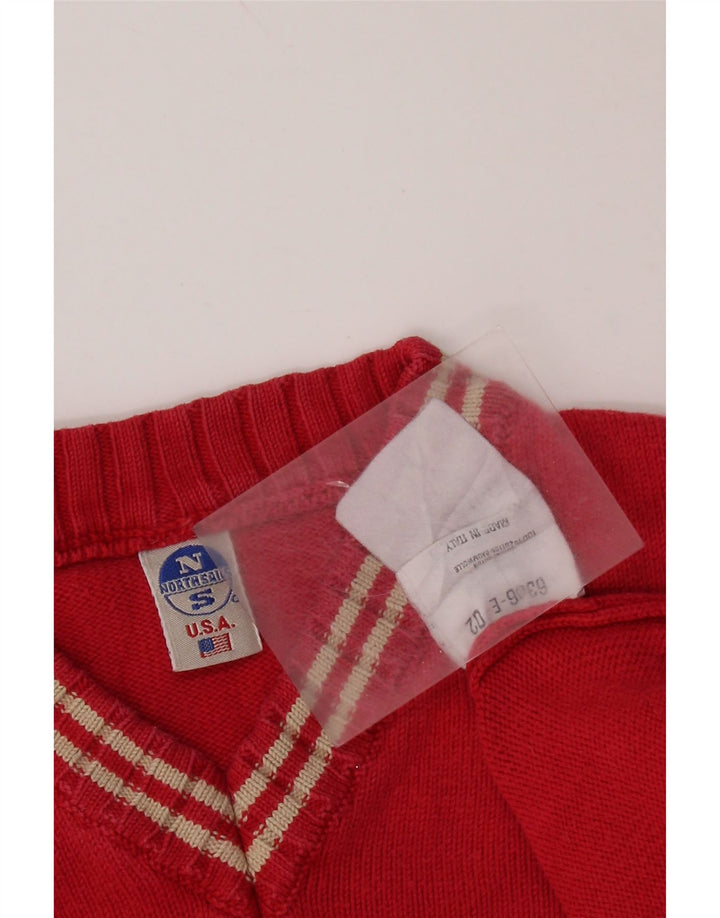 NORTH SAILS Pull surdimensionné à col en V pour femme UK 10 Petit coton rouge