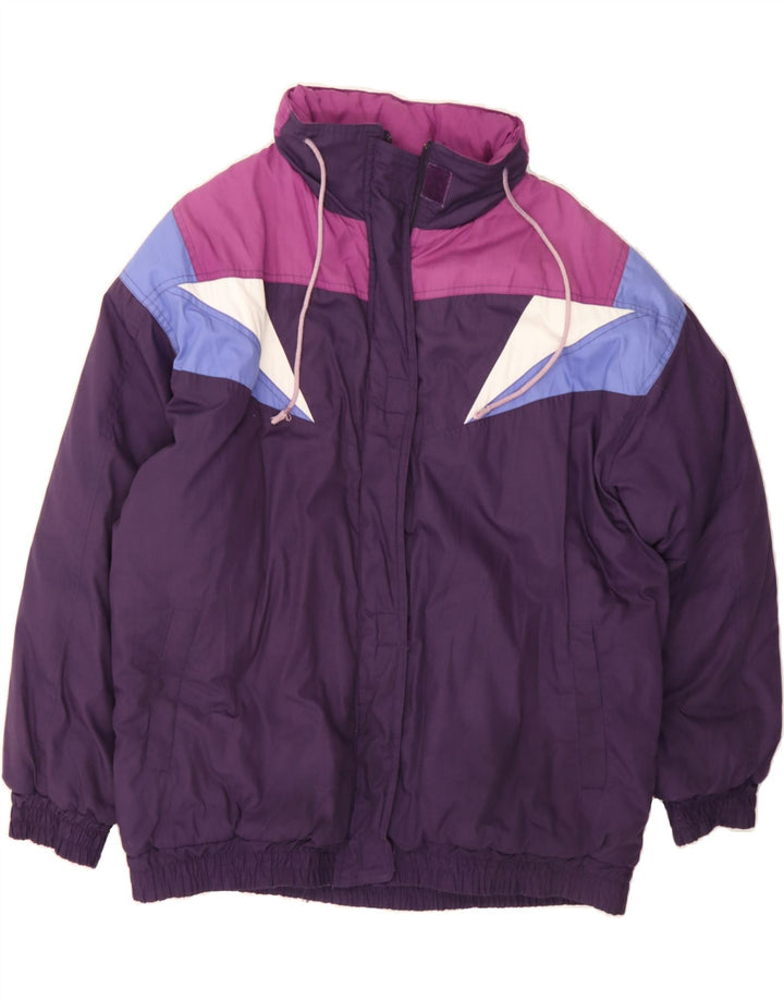 VINTAGE Womens Oversized Padded Jacket EU 40 Medium Purple Colourblock Vintage Vintage and Second-Hand Vintage from Messina Hembry 