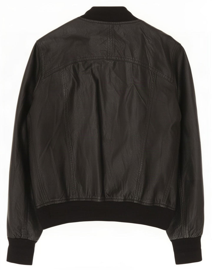 Veste en cuir femme vintage UK 14 Noir Moyen