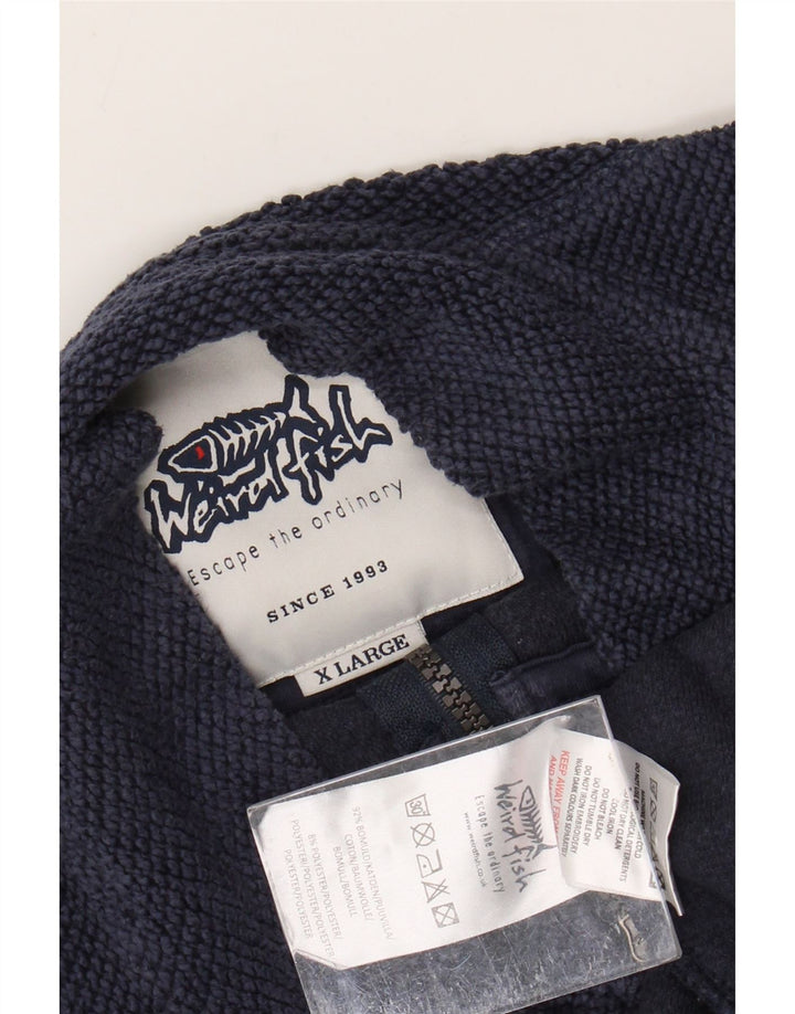 WEIRD FISH Sweat-Shirt Col Zippé Homme XL Bleu Marine Coton