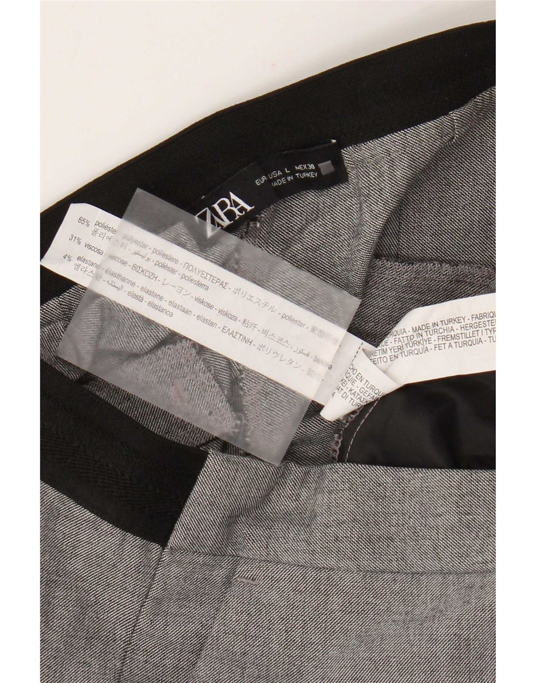 Pantalon Chino Slim Femme Zara Large W30 L27 Gris Colorblock Polyester