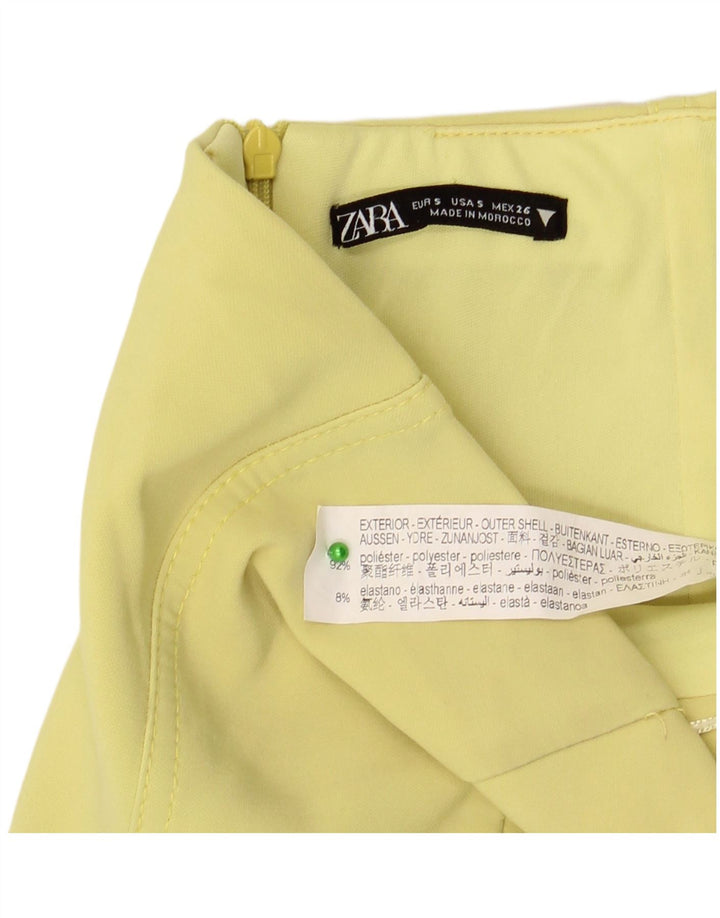 Zara Femme Robe Bustier UK 8 Petit Jaune Polyester