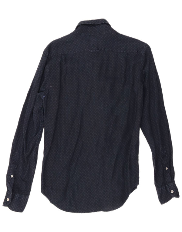 Boggi Chemise Milano Small Bleu Marine En Lin À Pois Homme