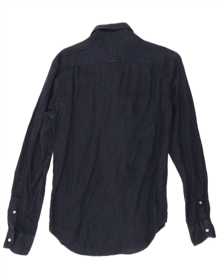Boggi Chemise Milano Small Bleu Marine En Lin À Pois Homme