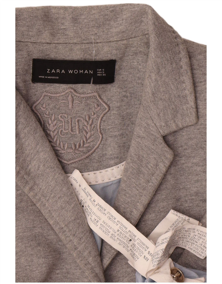 Zara Veste Blazer 2 Boutons Femme UK 10 Petit Gris Polyester
