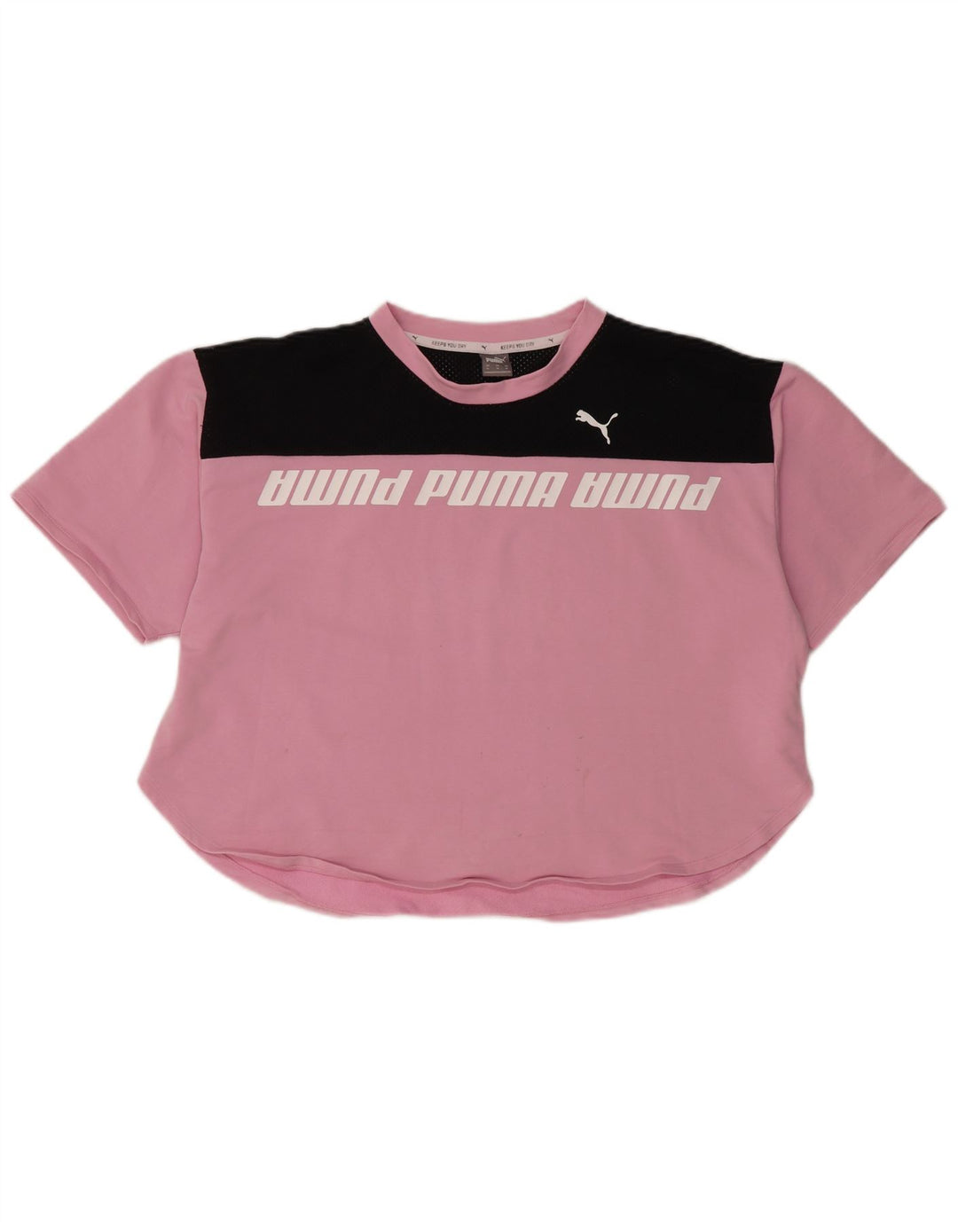 PUMA T-shirt graphique pour femme UK 18 XL Rose Colourblock Coton