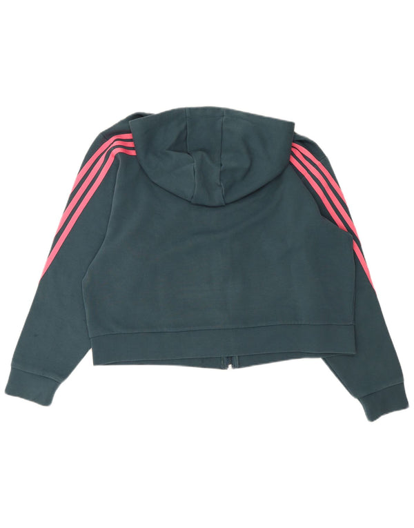 Adidas Pull à capuche zippé pour femme Coupe décontractée UK 10 Petit Vert Sports