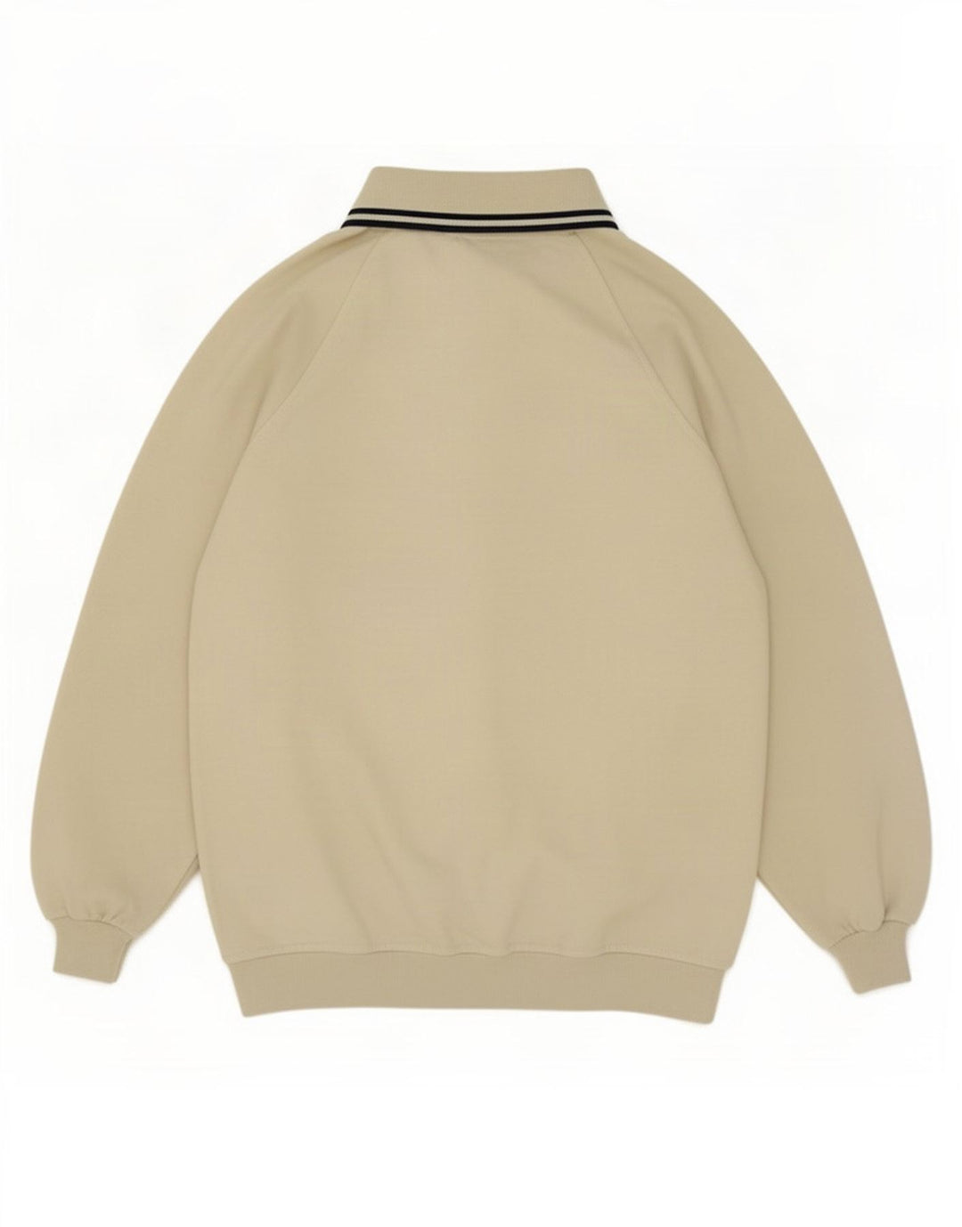 vintage Mens Polo Neck Sweatshirt Jumper Moyen Beige Coton